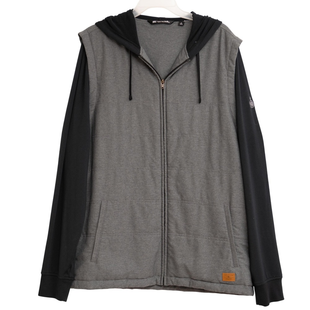TravisMathew Mens XL Jacket Layered Look Quilted Hoodie Golf Athleisure Sporty